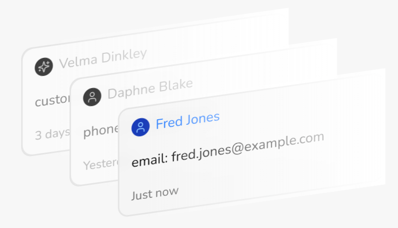 Cards with user details such as name, email, phone.